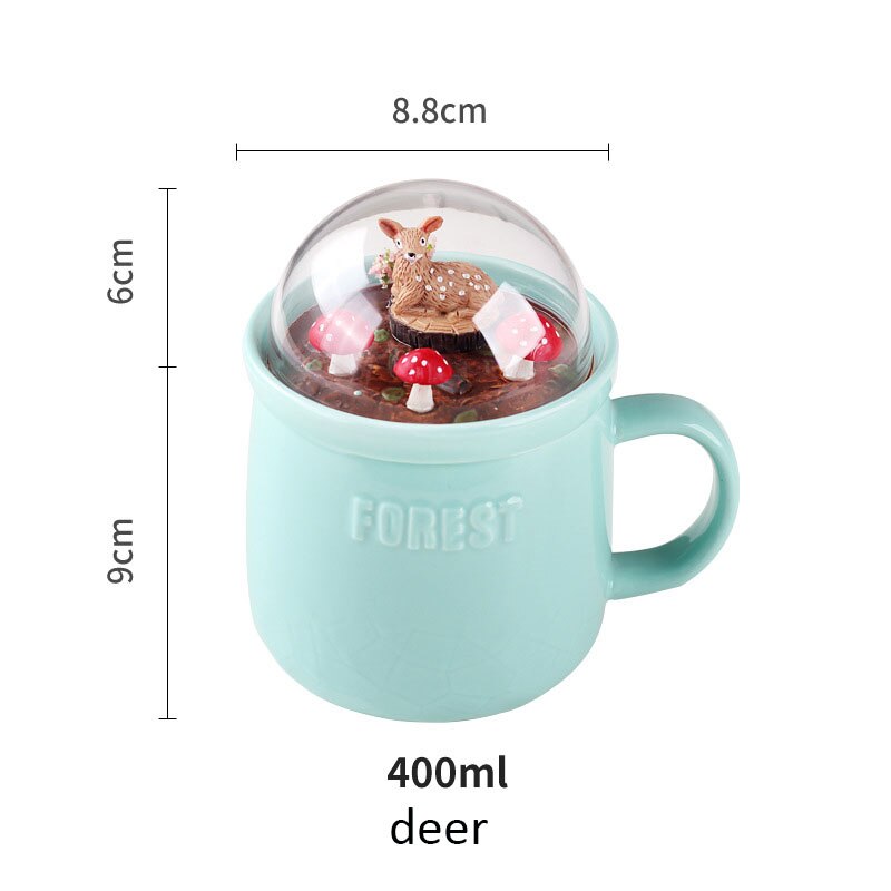 Creatieve Bos Dier Micro Landschap Mok Pot Melk Thee Koffie Mok Hoge Capaciteit Kantoor Keramische Kopjes Schoonheid 400ml: deer