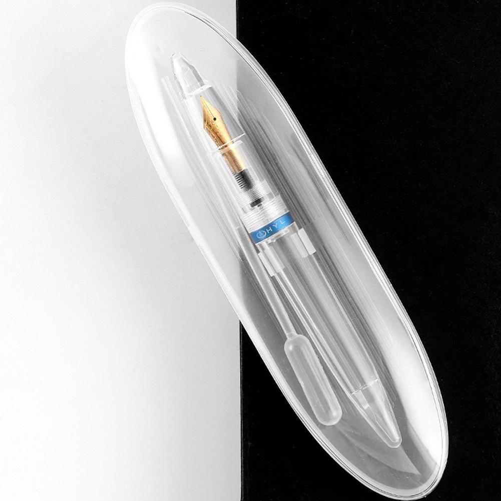 Hög kapacitet reservoarpenna transparent klar pipett skola nib fontänpenna penna kontorsmaterial 0.5mm pe  u8 m 4