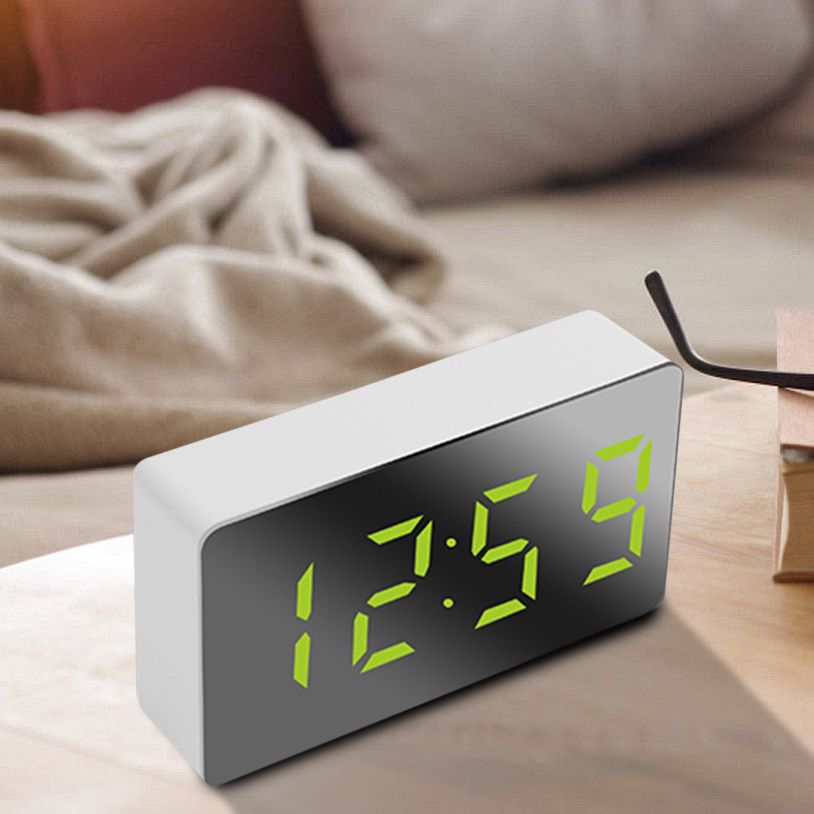 Mini Led Spiegel Wekker Digitale Snooze Tafel Klok Wake Up Light Home Decor Multifunctionele Mini Elektronische Wekker