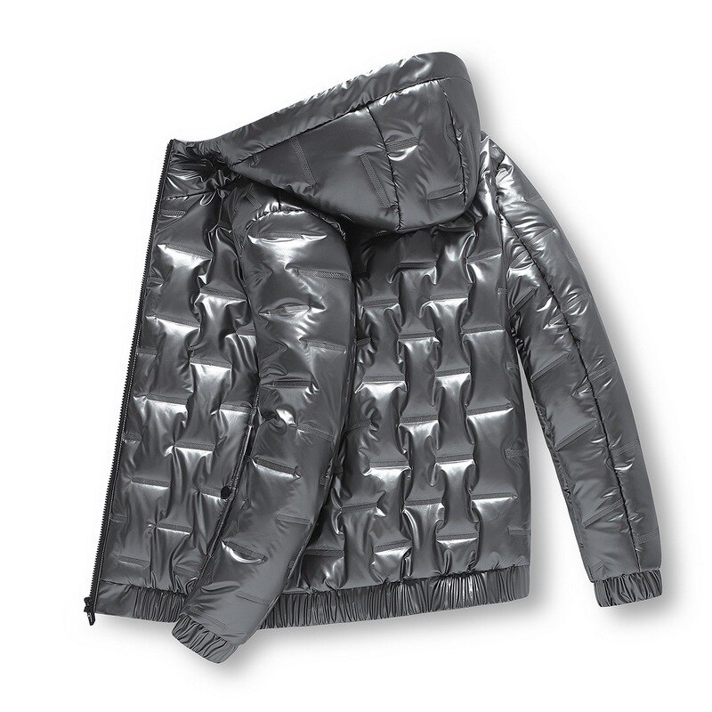 Winter Parkas Jacke Männer Warme Schnee Jacke Männer Mit Kapuze glänzend Parkas Wasserdichte Windjacke Männer Plus Größe M-6XL Chaqueta hombre: Silber / XXXL