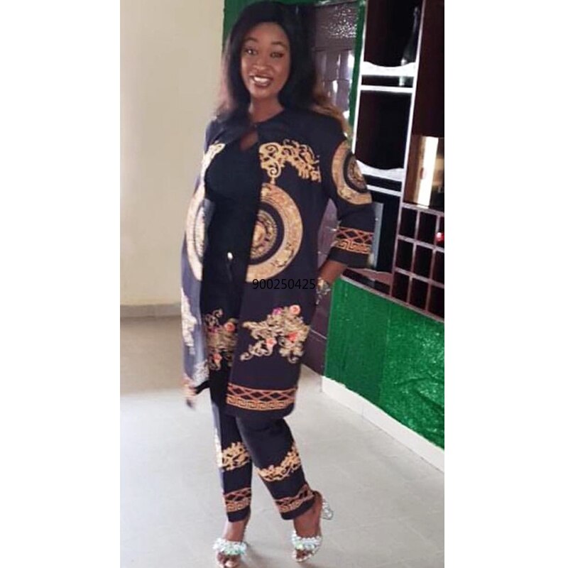 Printed Costume Dashiki African Clothes For Women Party European Clothing Ladies Robe Africaine Two Piece Set