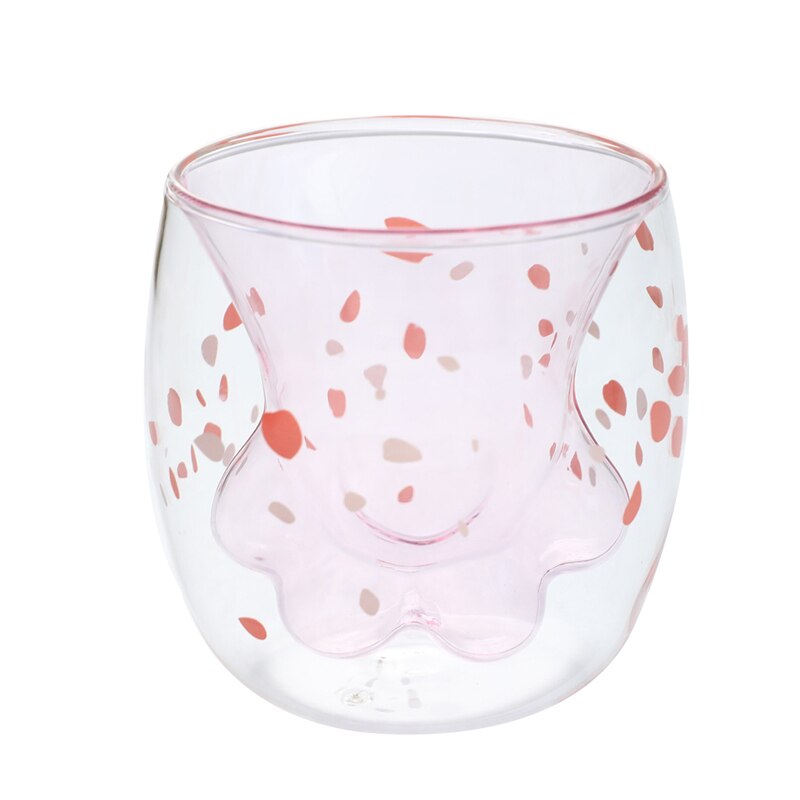 gatto artiglio/zampa tazza Doppio bicchiere caffè tazza cartone animato carino gatto latte succo tazza bar: rosa
