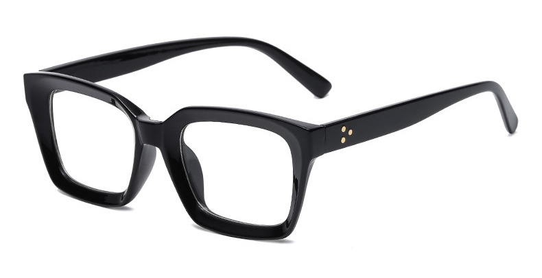 Montura de gafas de lectura cuadradas transparentes, gafas de protección contra luz azul de gran tamaño Unisex, gafas graduadas con lentes ópticas para mujer: Negro / +300