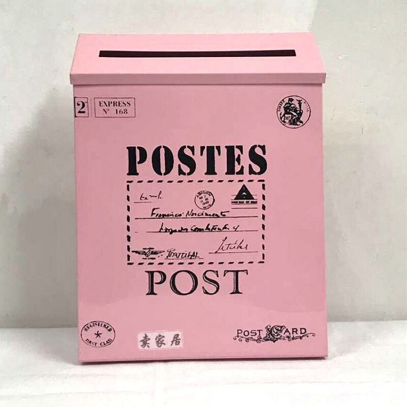 Handcraft Wood Outdoor Mailbox Gardening Cute Wall-Mounted Iron Anti-Rust Letter Box Convenient Box: C2