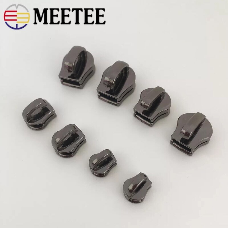 Meetee 20pcs Zipper Sliders for 3# 5# 8# 10# Metal Zipper Down Jacket Pocket Zipper Head Bag Zip Repair DIY Sewing Accessories