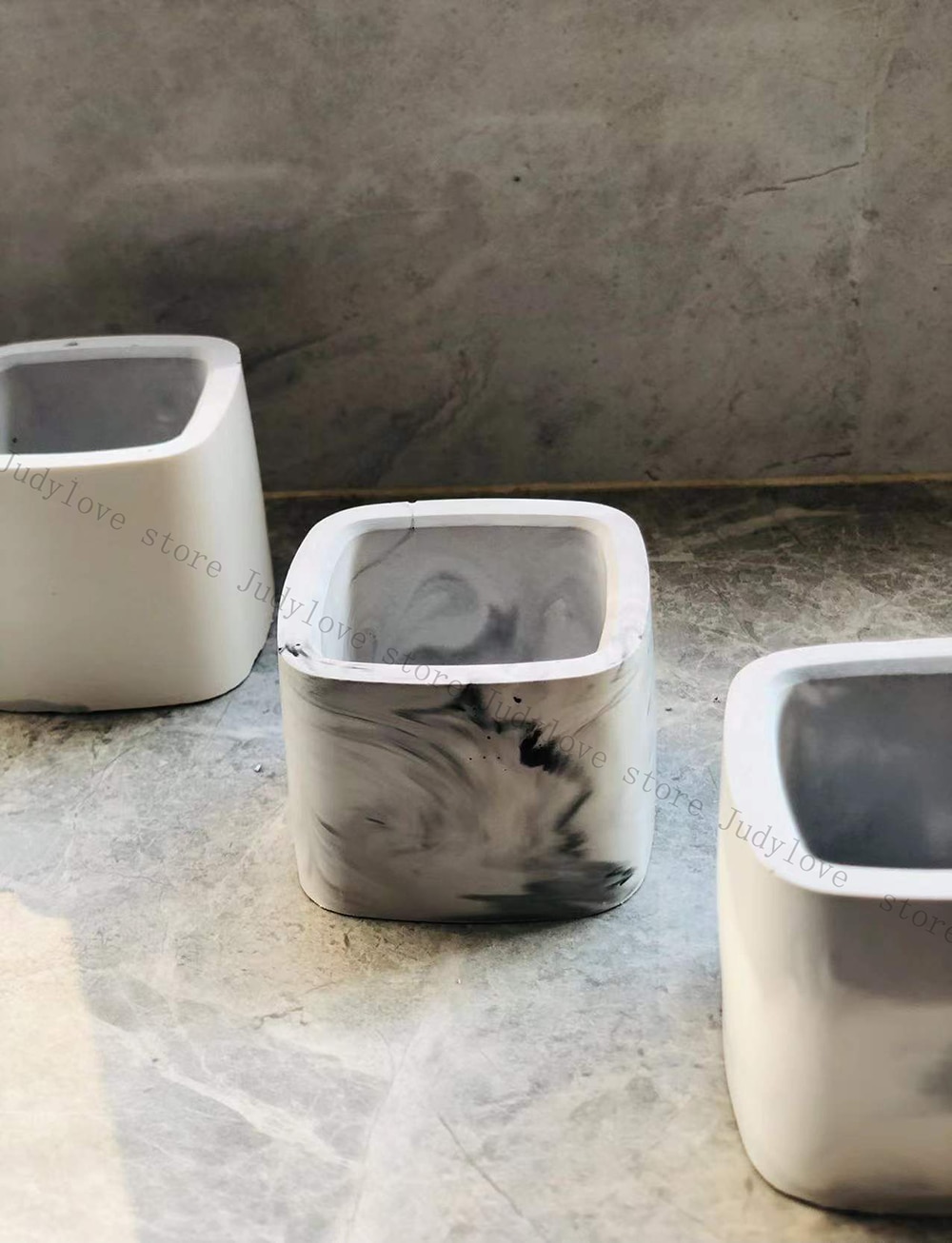 Stampo per vaso da fiori in cemento ottavino stampo a tre fori per reticolo di ghiaccio scatola di immagazzinaggio stampo portacandele stampo aromaterapia gesso stampo per tazza di candela