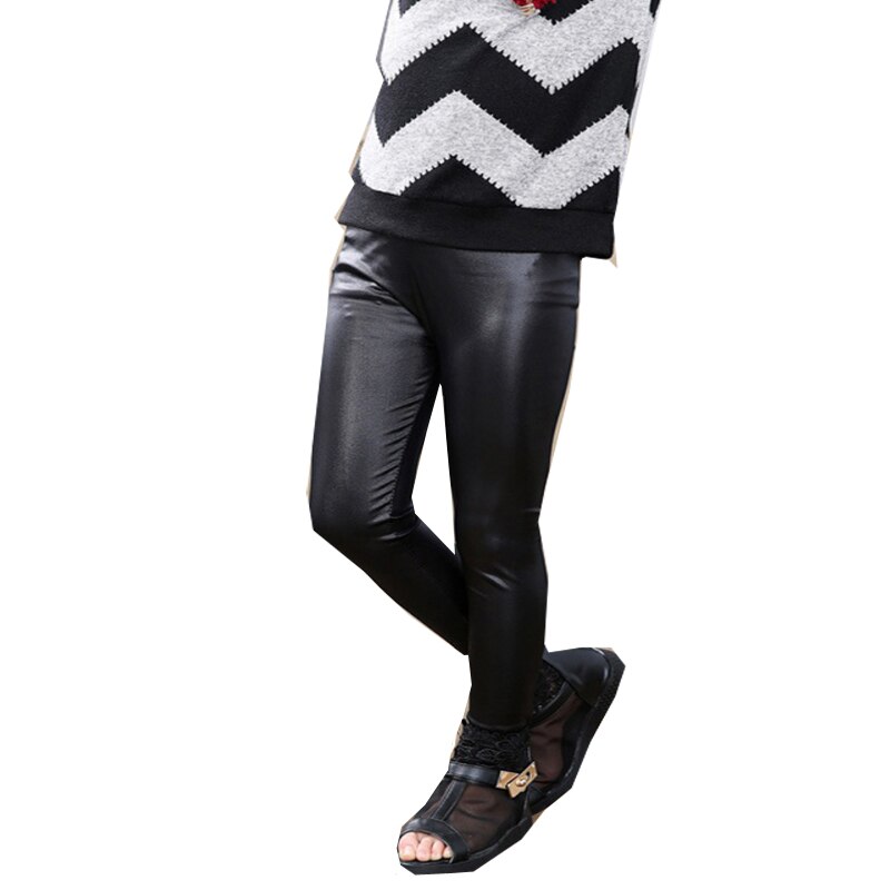 Girls Faux Leather Polyester Spandex Leggings Children Pants Leather Girls Pants 3-12Y S2