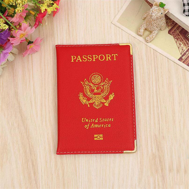 Reizen Lederen Covers Voor Paspoorten Usa Amerika Paspoort Deksel Vrouwen Meisjes Ons Paspoort Covers Paspoort Case Protector: Red