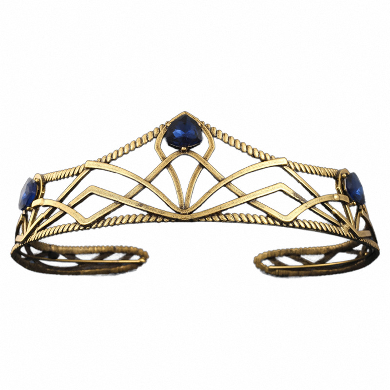 Film Elfen Koning Ronde Kroon Tiara Vintage Barok Kristal Tiara Bekroont Prinses Koningin Diadeem Hoofdband Bruiloft Haar Accessoires: Licht Geel Goud Kleur