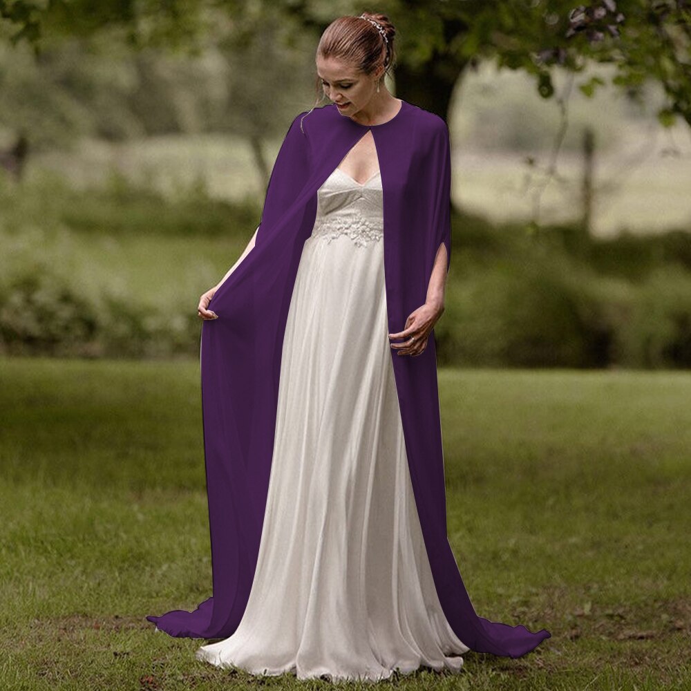 Longue Cape en Mousseline pour Femme, Châle Doux et à Col Rond, Blanc et Noir: M / Violet