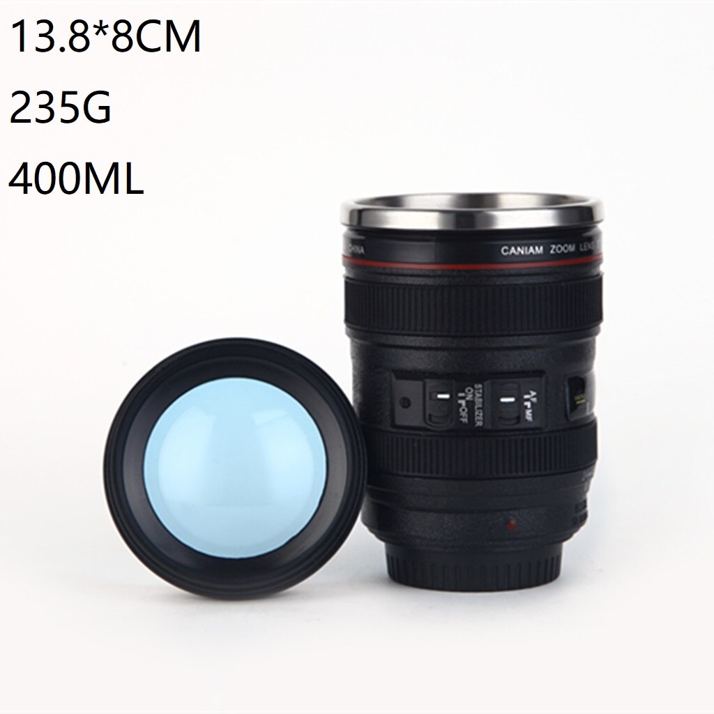Kamera Objektiv Kaffee Becher Edelstahl Foto Isolierte Thermos Tasse Mit Deckel Fotograf SECHS Generation Emulation SLR Tasse: 6 Generation(Schwarz)