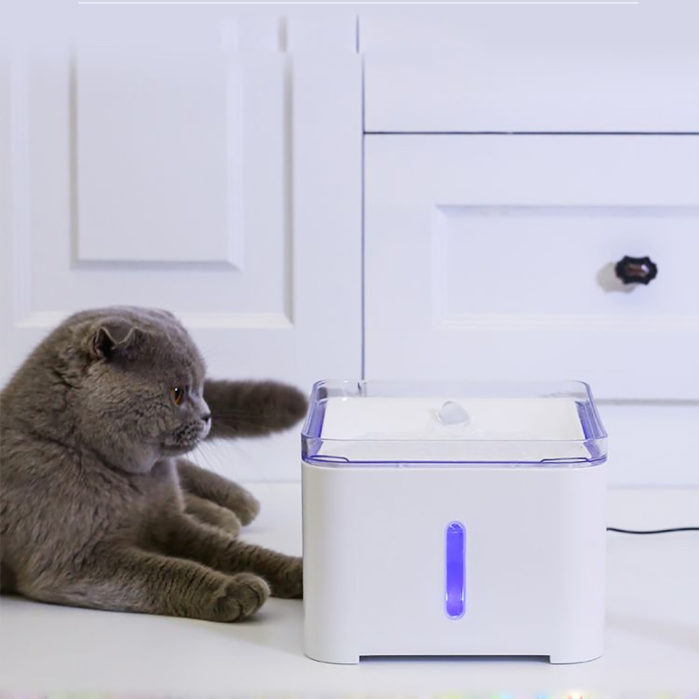 Kæledyr kat vand springvand 2l automatisk hund drikke dispenser elektrisk led belysning usb katte drikker springvand vand føder skål