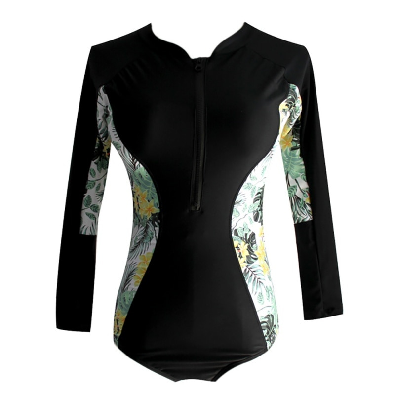 Bañador de una pieza con cremallera, traje de baño femenino de manga larga con costuras, estilo europeo, para deportes al aire libre, bañador de surf para mujer