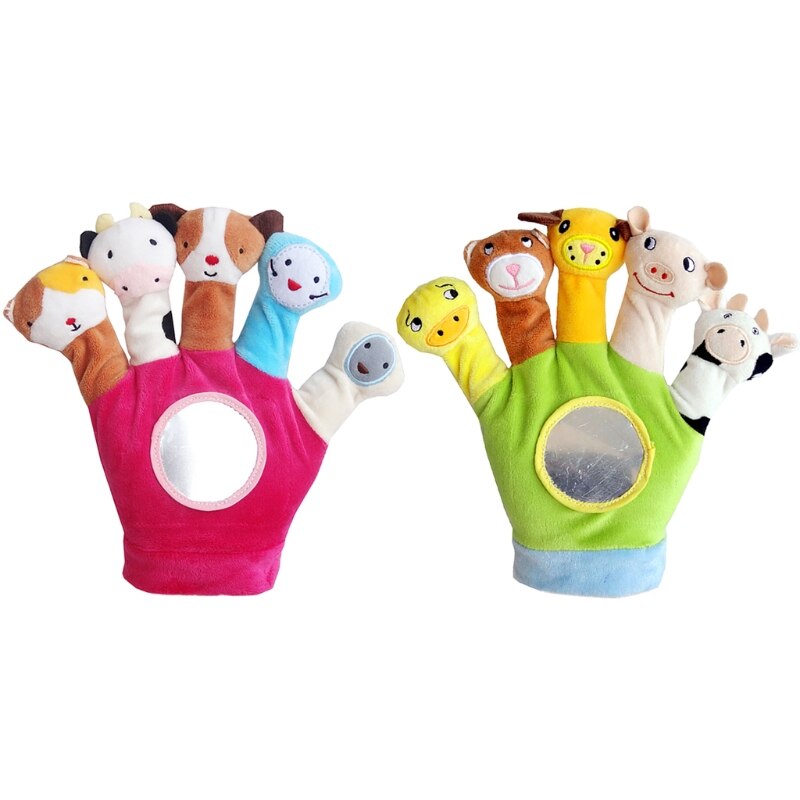 Peuter Baby Kind Zoo Dier Handpop Handschoen Vinger Knuffel Cartoon Verhaal Simuleren Pop