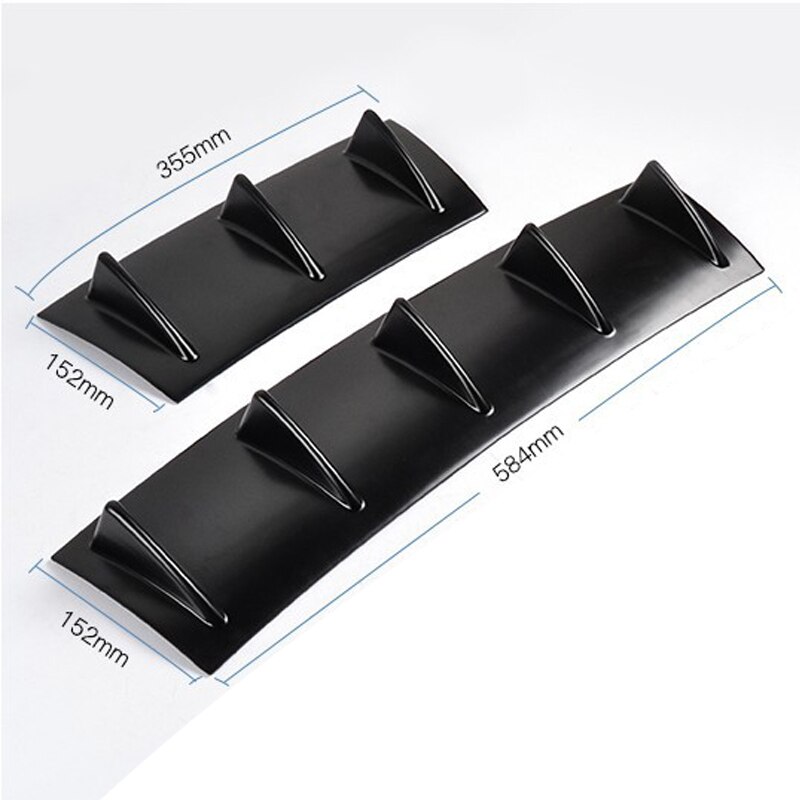 YOLU Rear Bumper Lip Diffuser Shark Fin Curved Type Spoiler Bumper Lip Diffuser Kit Car Spoiler