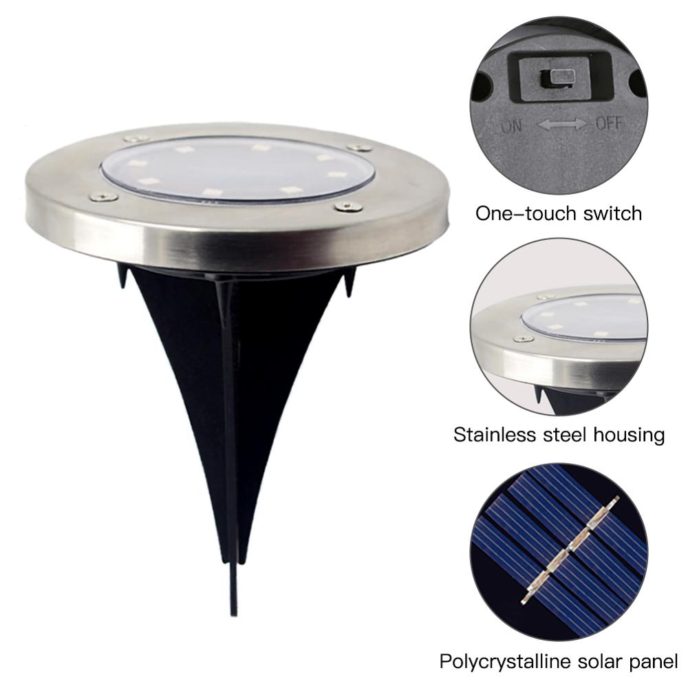 Solar ground light outdoor 8color solar disc garden light garden ground waterproof lighting courtyard terrace walkway driveway: 1 pcs