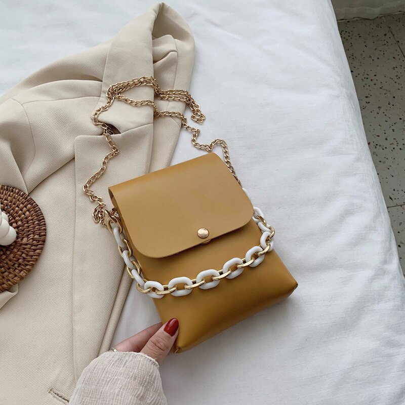 Nuovo mini Donne messaggero Borse casuale di Spessore Moda Catene Borse A Spalla di Alta Qualità sacchetto di Frizione Del Progettista Borsa con Tracolla per Le Signore: Giallo