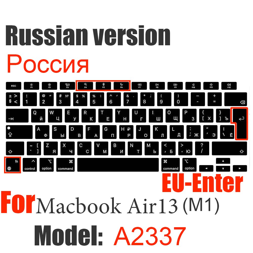 Russische Siliconen Toetsenbord Cover Beschermer Voor Macbook Air13/12 /15/16pro Touchbar A1706/A1466A1708/A1990/A1398/A2289/A1932/A2141: EU A2337 M1