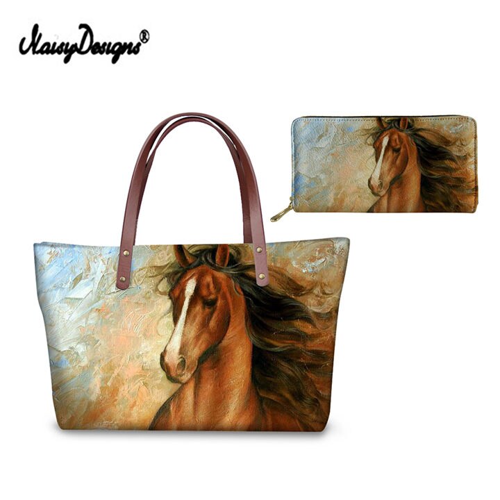 Pink Unicorn Horse Printed Women Shopping Bags Crossbody Bags Vintage Messenger Bag Leather Purse Shoulder Travel Top Tote Bags: LMF0078ALZ21