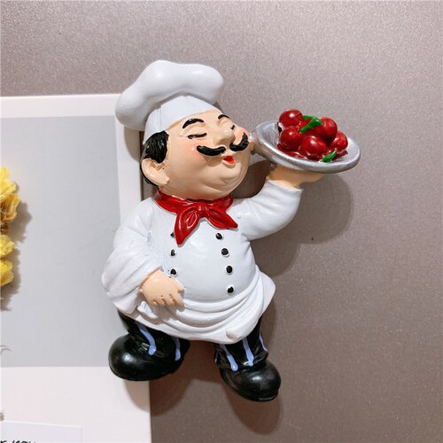European-style chef chef boy girl bread fruit cartoon cute resin magnetic refrigerator sticker magnet: Light Grey