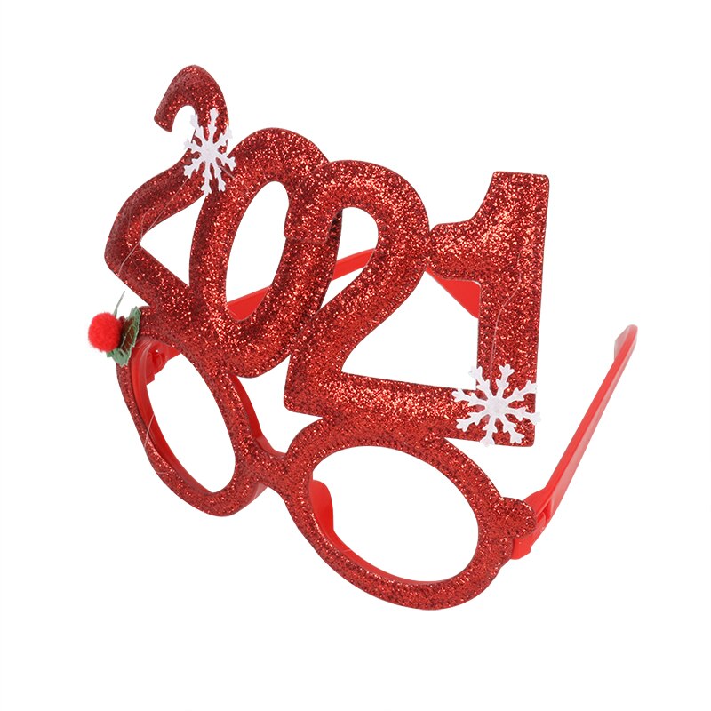 Happy Year Photo Booth Frame Props Gold Black Paper Glasses Photobooth Props Year Eve Party Supplies Kids Favors: 1pcs red