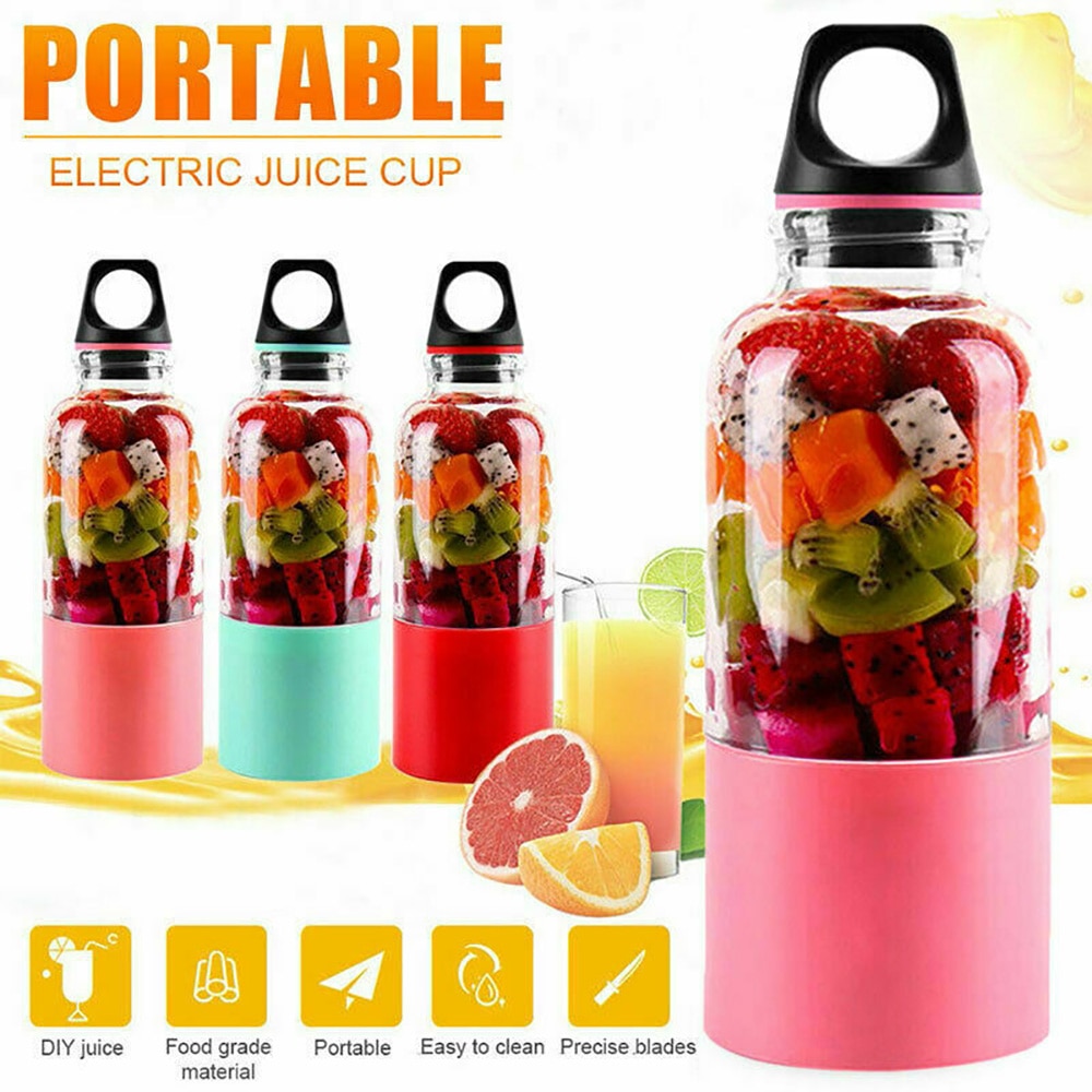 Draagbare 500Ml Usb Elektrische Fruit Juicer Elektrische Smoothie Maker Shaker Fles Blades Handhels Juicer Fles Draagbare Mini Usb