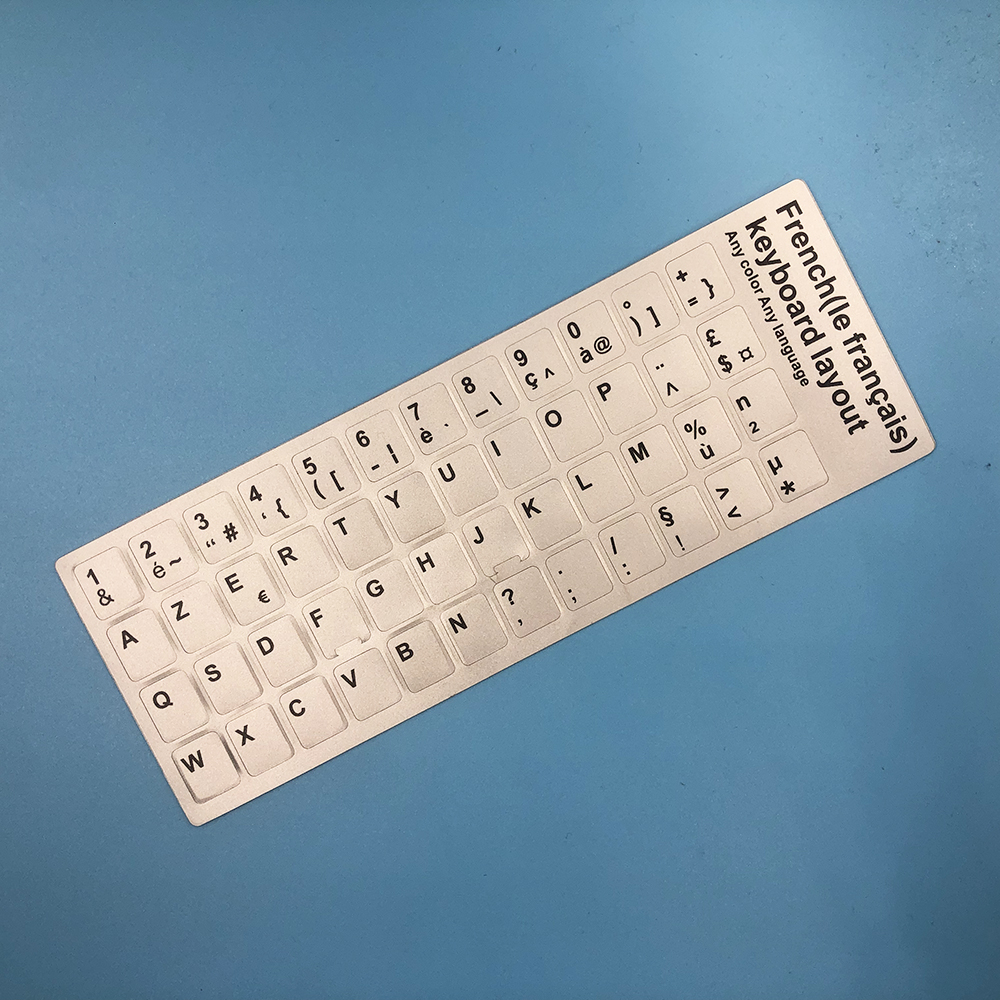 French Keyboard Stickers Letter Alphabet Layout Français Clavier Sticker: Silver