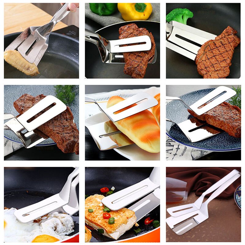 Résistance à haute température ramasser commodément les aliments outils en acier inoxydable Barbecue pince à frire viande cuisine pince de cuisson