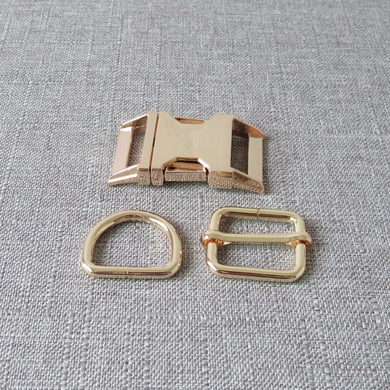 10 Sets 25 Mm Heavy Metal D Ring Richter Riem Bandjes Slider Release Gesp Snap Sluiting Voor Paracord Halsband diy Accessoires: Gold