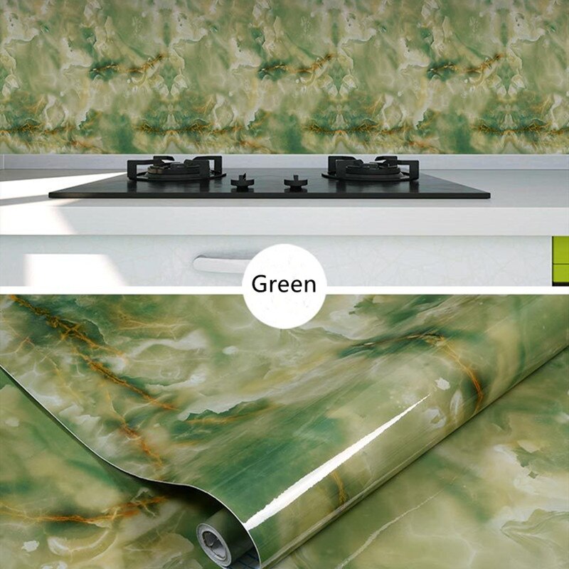 60cm*5M Marble Pattern Wall Stickers Wallpaper Kitchen Renovation Stickers Waterproof Oil-proof PVC Imitation Marble Stickers