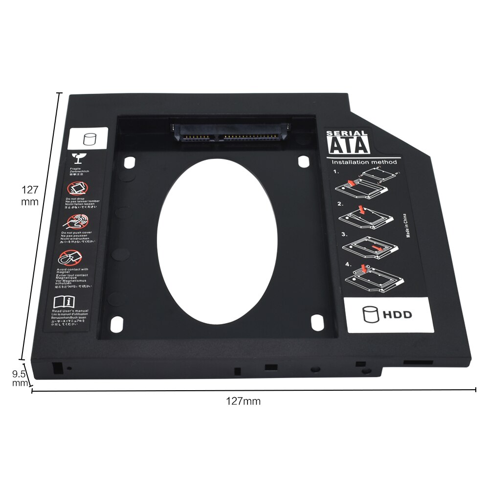 5 st tishric optibay universal 2nd ssd hdd caddy 9.5 12.7mm sata 3.0 hårddisk box hölje 2.5 för laptop dvd-rom: 5 st plast 9.5