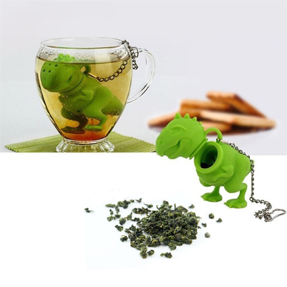 Dinosaurus Populaire Thee Filter Theezakje Houder Thee-ei Losse Leaf Zeef Herbal Siliconen Filter Diffuser Thee Accessoires