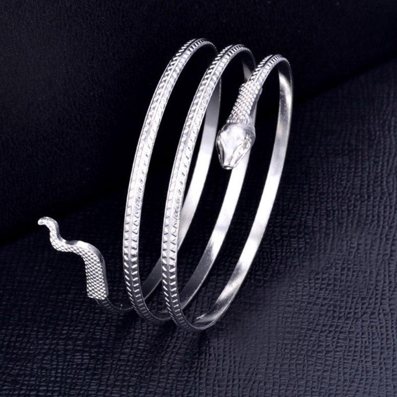 Bracelet serpent en spirale pour femmes, 1 pièce, manchette pour bras supérieur, brassard, bijoux,: Silver