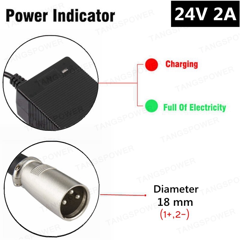 24V 2A lead-acid battery Charger For 28.8V Wheelchair golf cart lead acid Charger For electric scooter e-bike Lawnmower Charger: 3-Pin XLR / EU
