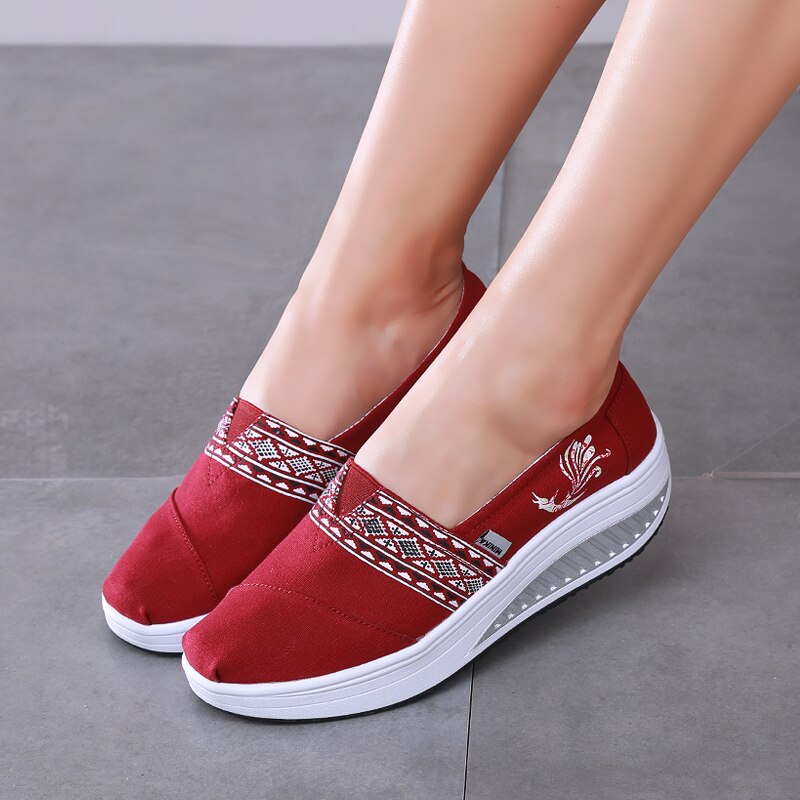 Summer Shoe Red Women's Sport for Women Swing Wedge platform zapatos mujer canvas trainers Minika feminino Toning Shoes