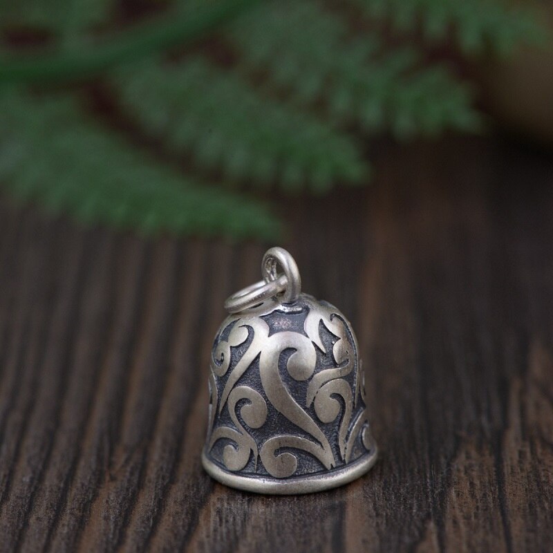 Amuleto di buona fortuna in argento Sterling 100% con ciondolo a campana simbolo fortunato in argento 925: Default Title