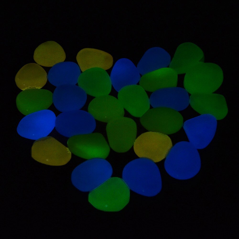 50pcs/lot Aquarium Luminous Fish Tank Decoration Stone Glow In The Dark Stones Green Ornaments Garden Outdoor Pebble Rocks