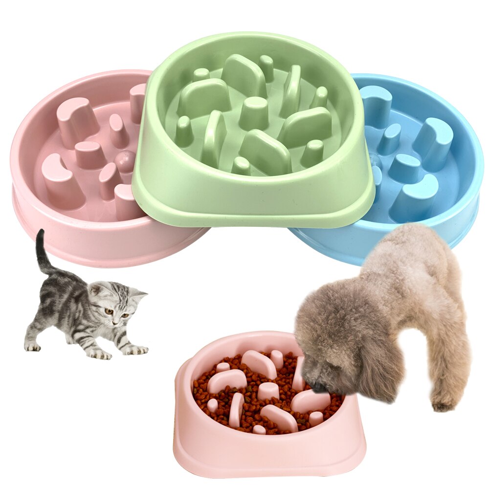 Draagbare voerbak voor honden, voerbak voor puppy's, voerbak voor langzaam eten, voerbak voor katten, hondenbenodigdheden van plastic