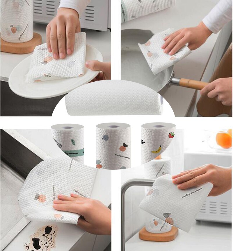 Papel de cocina suave y fuerte, paños de limpieza desechables, húmedo y seco de doble uso, elimina el aceite para el baño y la cocina
