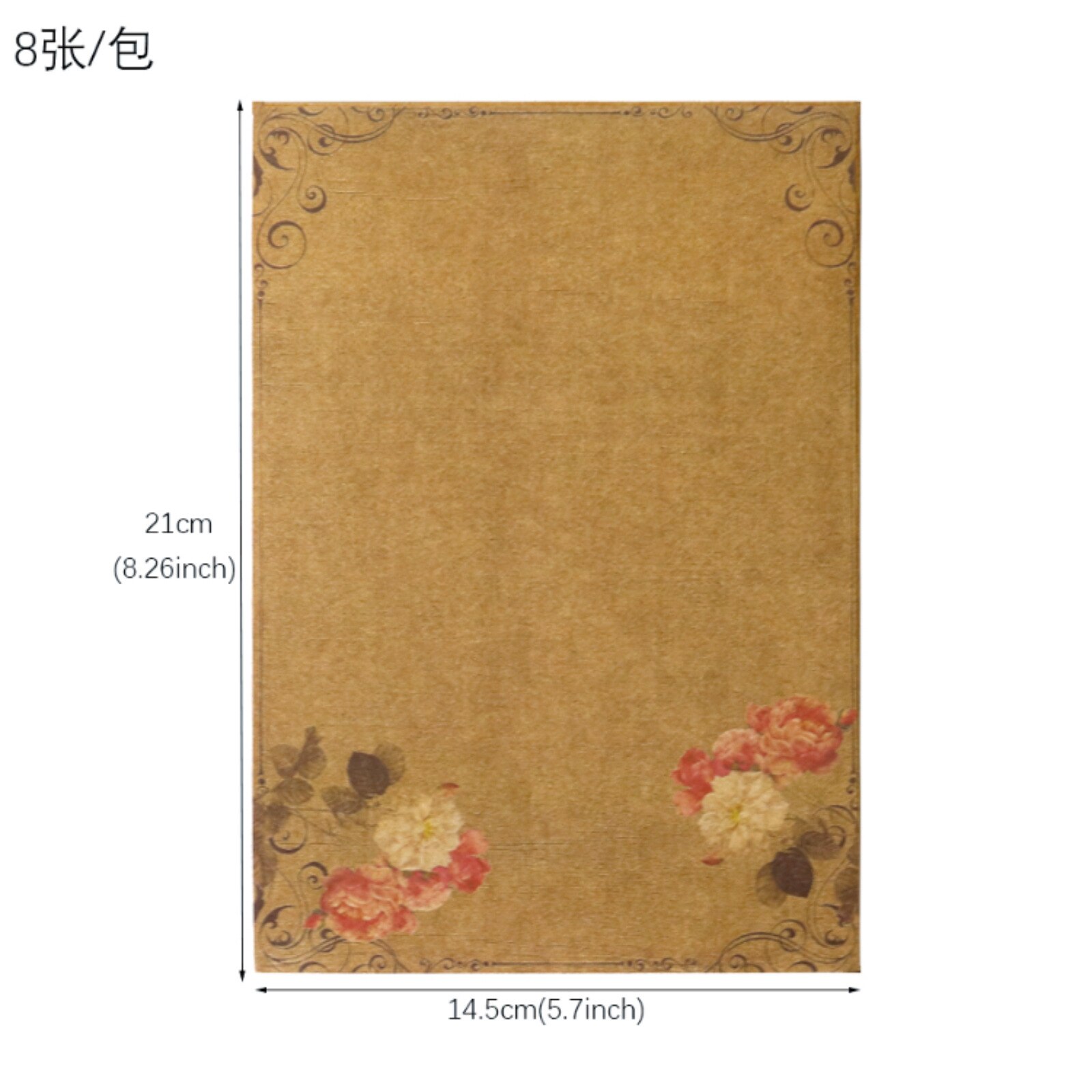 Kraft Vintage Writing Paper Sheets;kraft Brown Letter Paper 8sheets Vintage Flower