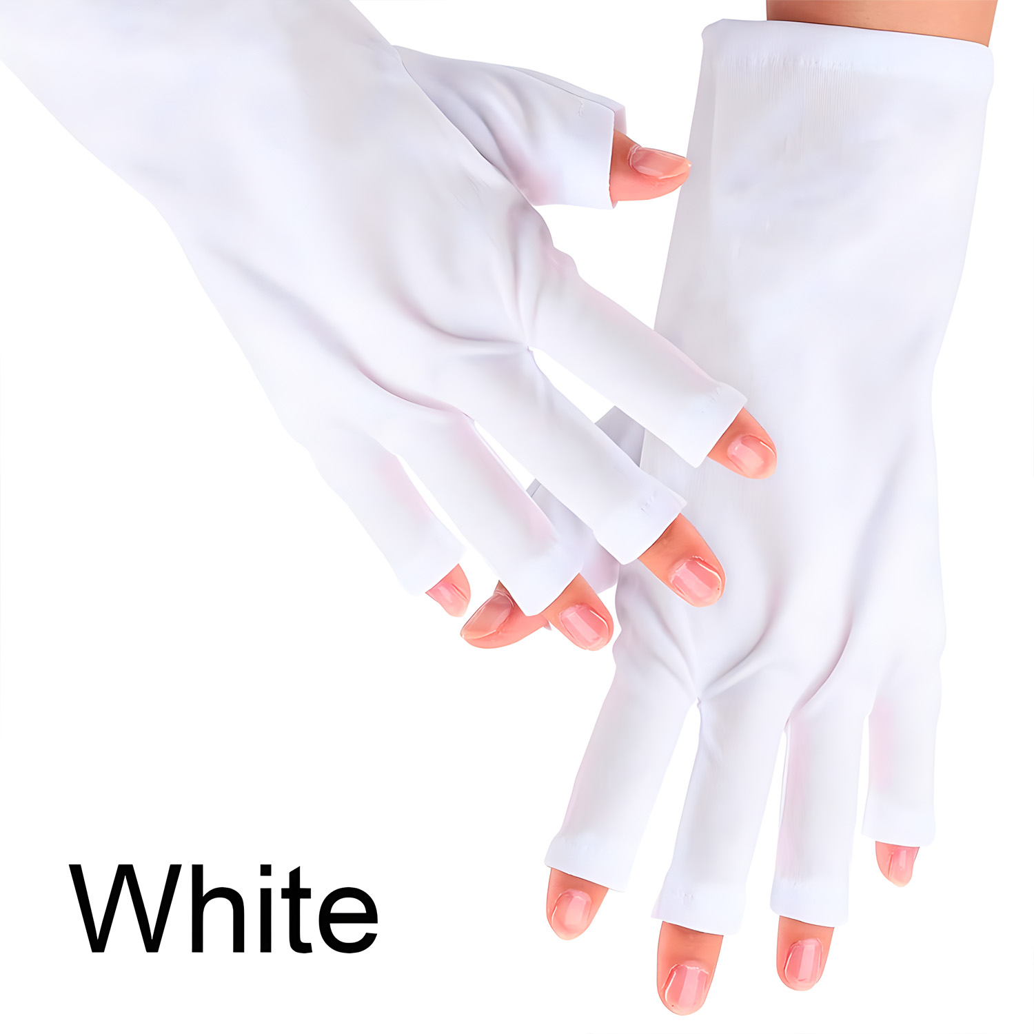 Anti-UV-handschoenen Gel Professionele beschermingshandschoenen voor manicure Bescherm handen Nail Art Rekbare vingerloze handschoen voor thuis buiten: WHITE