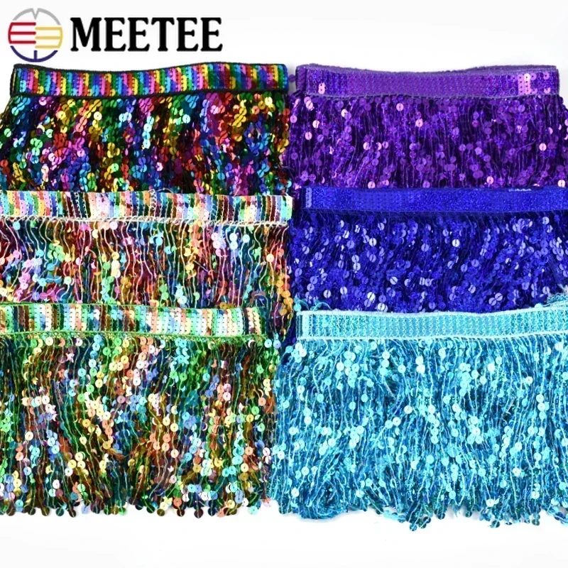 2/5/9 Meter 16 cm Perlen Fransenbesatz Pailletten Nähen Quaste bestickte Fransen Spitzenband Latein Kleid Kleidungsstück Besatzzubehör