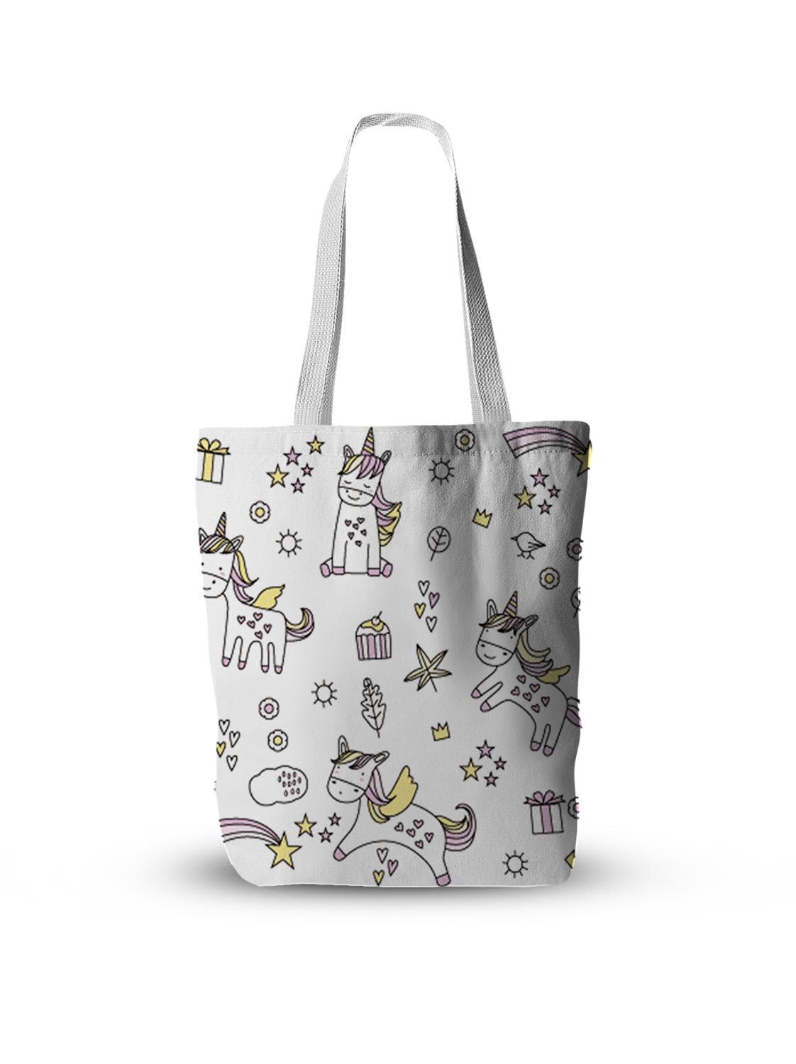 3D Gedrukt Mini Dier Canvas Tas Eenhoorn Handtas Reizen Strandtas Herbruikbare Schoudertas Kruidenier Opbergtas: style6