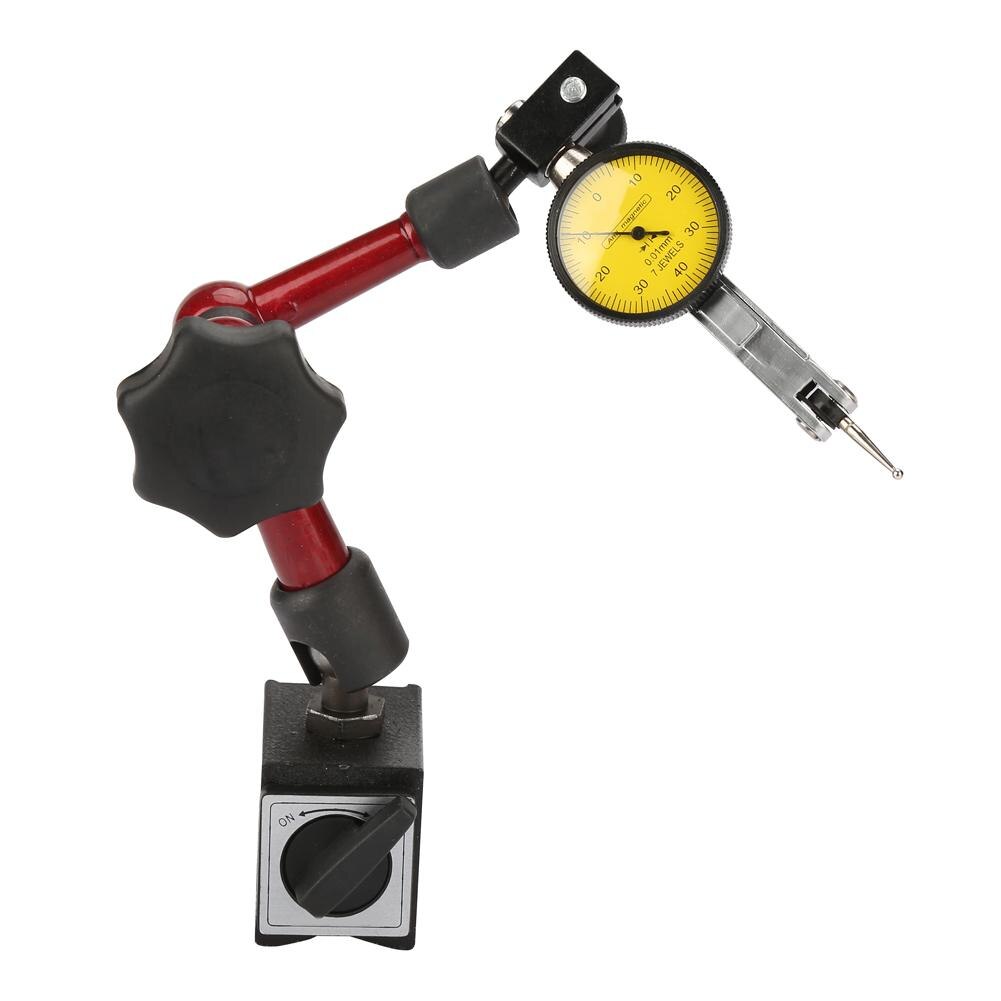 1 Set Flexible Strong Magnetic Gauge Stand Base Holder + Lever Dial Test Indicator Gauge Flexible Magnetic Base