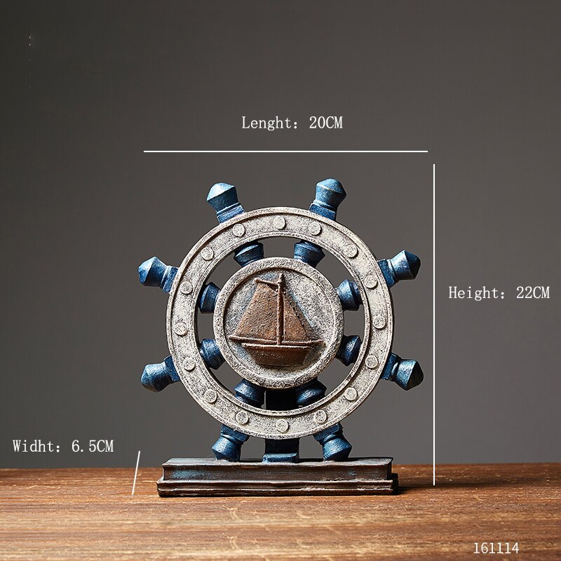 Antique Home Decor Retro Resin Musical Instrument Model Nostalgia Ornament Crafts Antique Musical Instrument Figurines Souvenirs: White rudder Decor