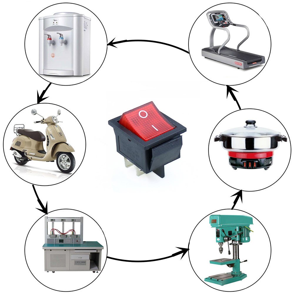 10PCS KCD4 Rocker Switch ON-OFF 2 Position 4 pin / 6 pin Electrical equipment With Light Power Switch 16A 250VAC/ 20A 125VAC