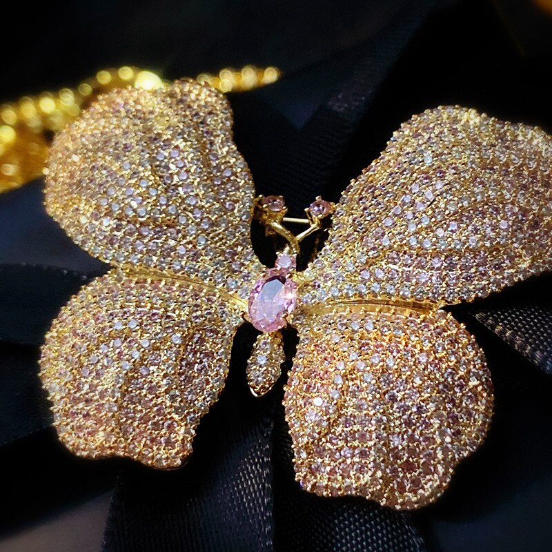 Broches para mujer, alfileres para camisa, insignias de mariposa, Pin para solapa, broche de lujo, joyería fina delicada,
