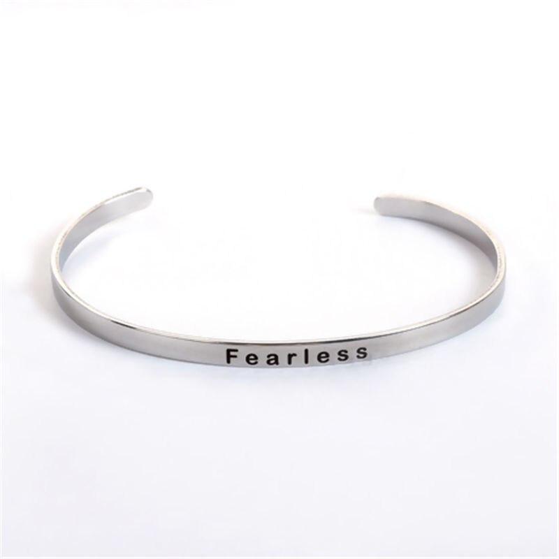 16.7Cm Lange 1 Pc Rvs Positieve Citaten Energie Open Manchet Armbanden Armbanden Zilver Kleur Bericht Sieraden