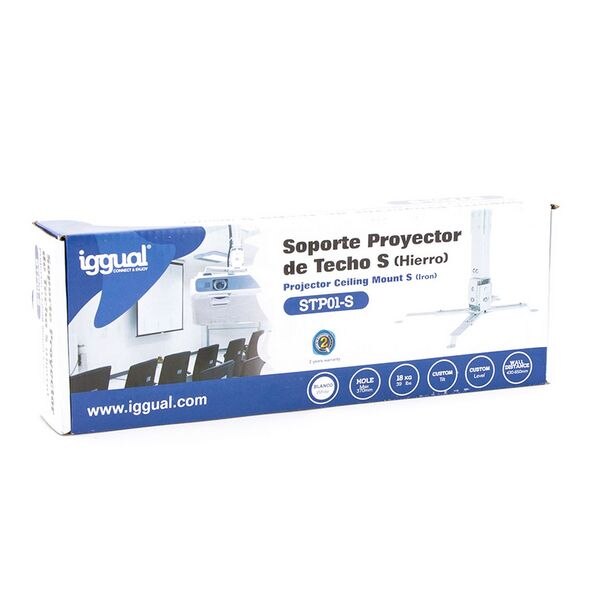 Soporte de Techo Inclinable y Giratorio para Proyector iggual STP01-S IGG314692 -22,5 - 22,5° -15 - 15° Hierro Blanco