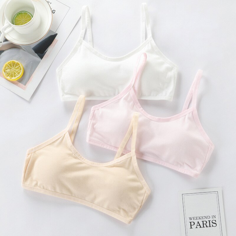 3Pcs 8-16Y Teenage Young Girls Training Bras Styles Cotton Puberty Kids summer Teens Puberty Clothing: MULTI